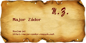 Major Zádor névjegykártya